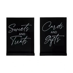 Black Cards & Gifts And Sweet & Treats Wood Signs For Wedding / Birthday Parties